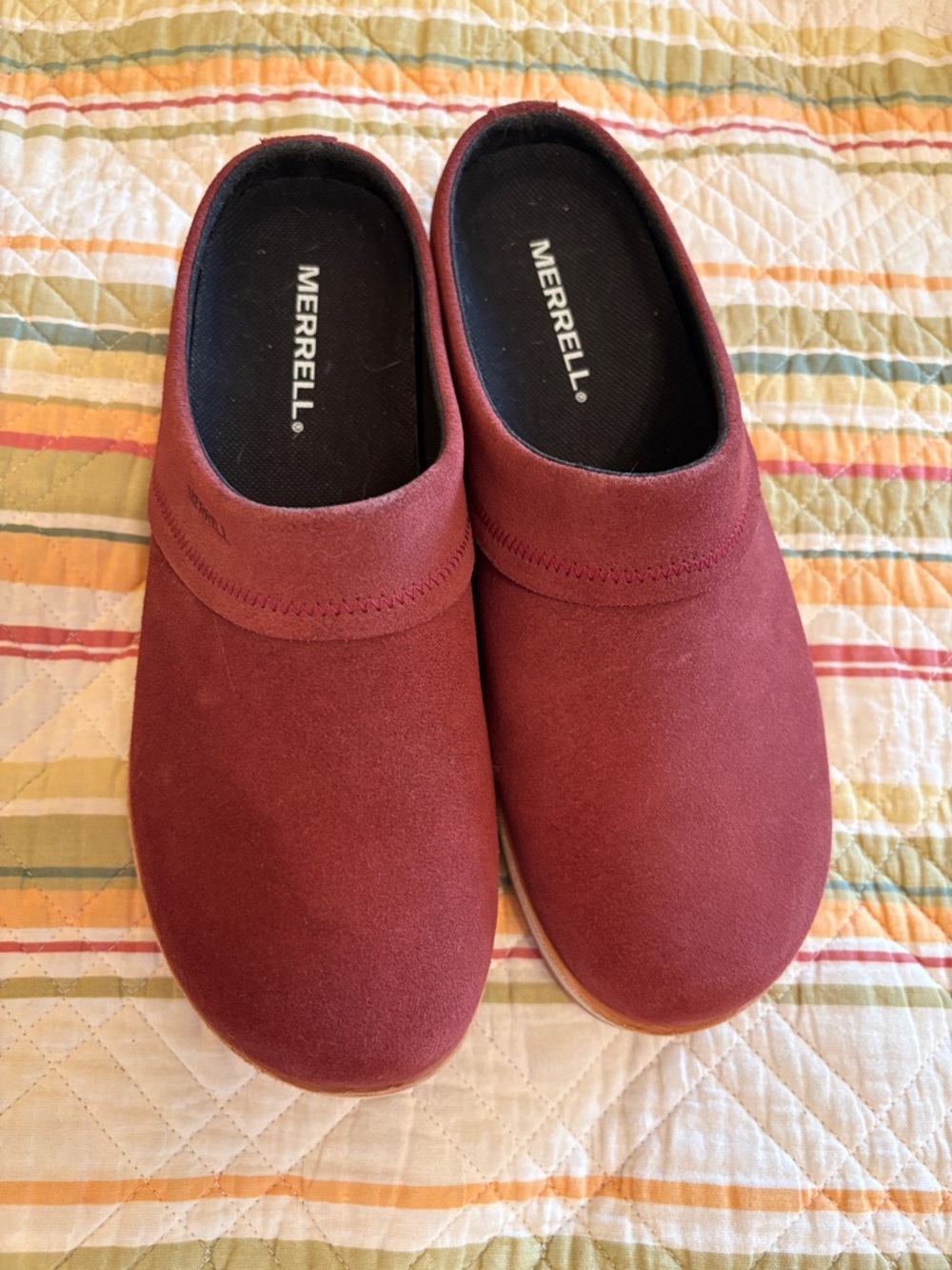 Merrell Burgundy  Slip-On Suede Clogs